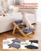 Wood Pet Stairs, 3-Step Dog Stairs for Beds, Sofa & Cars, 150lbs Load Capacity, Folded Flat Design