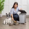 Dog Food Storage Container with Wheels, Airtight Lid, 2-Cup Scoop, Up to 30 Pounds Pet Food Storage, Built in Scoop Storage in Lid