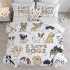 FULL SIZE Dogs Comforter Set, Cute Multi-Breed Dog Print Quilt Set, Pet Dog Lover Bedding with Pillow Shams, Cartoon Puppy Bedspread for Kids & Adults