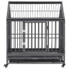 Dog Cage Black and silver Steel 36.2 x 24.4 x 41.7 in