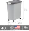 Dog Food Storage Container with Wheels, Airtight Lid, 2-Cup Scoop, Up to 40 Pounds Pet Food Storage, Built in Scoop Storage in Lid