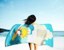 Surfer Dog Black White French Bulldog Premium Beach Towel Oversized Towel Beach Blanket, Pool, Beach Essentials, Yoga, Premium Bath Towel