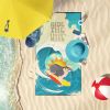 Surfer Dog Old English Sheepdog Premium Beach Towel Oversized Towel Beach Blanket, Pool, Beach Essentials, Yoga, Premium Bath Towel, Quick Dry Plush
