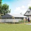 Heavy Duty Outdoor Dog Kennel with Waterproof Roof, Secure Latch, Chain Link Dog Run for Backyard, 19.7' x 19.7' x 8.9'