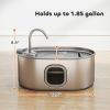 1.8 gallon Stainless Steel Cat Water Fountain with Filters, Ultra-Quiet Pump, for Cats, Dogs & Multi-Pet Homes