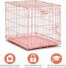 24-Inch Pink Fashion iCrate for Small Breeds, 12-20 lbs, Single Door Folding Dog Crate with Divider Panel
