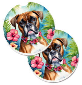 Luau Party Set Of 2 Cup Holder Car Coasters (Optionvalue5: Boxer 6388)