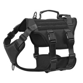 Heat-resistant Durable Nylon Tactical Service Dog Harness (Option: Black-S)