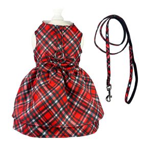 Red Plaid Harness Dress with Matching Leash (size: S)