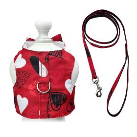 Abstract Hearts Harness Vest with Matching Leash (size: S)