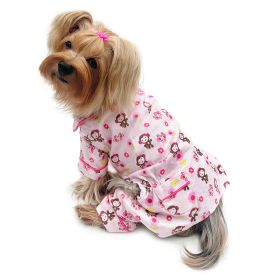 Girly Monkey Flannel Pajamas with 2 Pockets (size: XS)