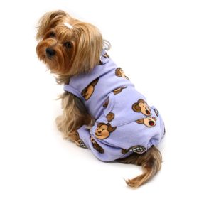 Silly Monkey Front Sleeveless Fleece Pajamas (click product for variations) (Color: lavender, size: S)