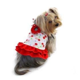 Soft Knit Cotton Cherries Dress w/Shoulder Ties (click product for variations) (size: XS)