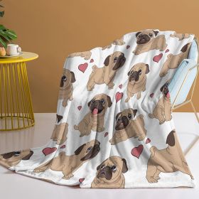 Pug Dog Animal Flannel Blanket Kids Cute Puppy Theme Fuzzy Warm and Cozy Throws for Boys Girls Pet Fleece Blankets (size: 75x100)