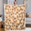 Pomeranian Pattern Fleece Blanket Girls Pink Sherpa Blanket Cute Dog Animal Lightweight Warm Cozy Bed or Couch Throw