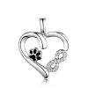 Heart Shaped Dog Paw Necklace 925 Silver