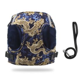 Reflecting Dog Harness Dragon Pattern (Color: gold, size: XS)