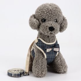 Dog Breathable Mesh Harness with Matching Leash (Color: Checkered Blue, size: S)