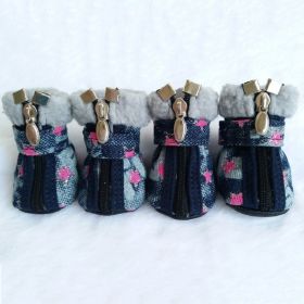 Anti Slip Paw Protector with Zipper Star Design (Color: Pink, size: XS)
