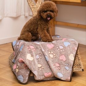 Soft Heart Claw Print Pet Blanket (Color: Brown - Polyester, size: L)