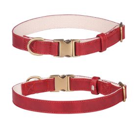 Leather dog collar; Leather Dog Collar Soft Padded Breathable Adjustable Tactical Pet Collar with Durable Metal Buckle for Small Medium Large Dogs (colour: Leather - red, size: S code)