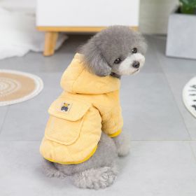 Winter plush corduroy dog coat (colour: Starter - Yellow, size: S)