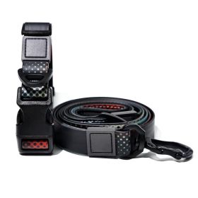 Printed PVC Dog Leash & Collar Set, Waterproof Durable (Pattern: Black Polka Dot, size: M)