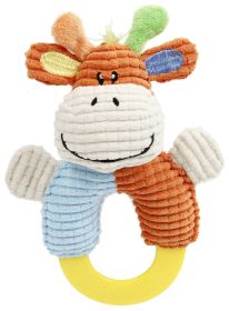 'Ring-O-Round' Plush Squeaking and Rubber Teething Puppy Dog Toy (Color: Blue / Orange)