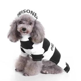 Striped Retro Inmate/Prisoner Costume (Color: BLACK / WHITE, size: X-Large)