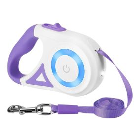 16FT Retractable Dog Leash with Flashlight and 2 Rolls of Waste Bags Dispenser, for up to 110lbs (Color: Purple)