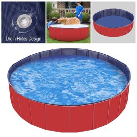 Foldable Pet Swimming Pool (Color: Red)