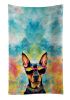 Doberman Pinscher Hippie Dawg Kitchen Towel Dish Cloths Guest Hand Towel Decorative Bathroom Towel for Face,Tea, Dishcloth, Kitchen and Bath