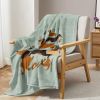 Green Stacking Dachshund Flannel Blanket for Couch Bed Wiener Dog Fleece Throw Blanket for Kids Girls