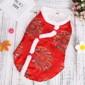 Chinese New Year Fleece Clothes Coat (Color: Red, size: S)