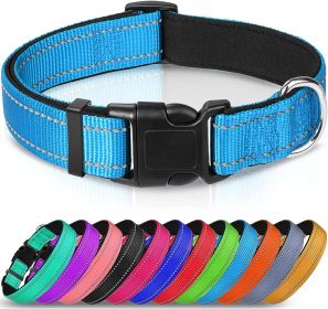 Soft Neoprene Padded Reflective Dog Collar (Color: Sky Blue, size: Medium (Pack of 1))