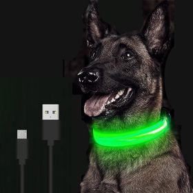 LED Glowing Adjustable Dog Collar (Color: Green Battery, size: S)