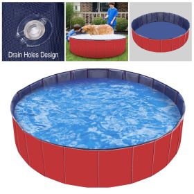 Foldable Pet Swimming Pool (Color: Red)