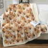 Pomeranian Pattern Fleece Blanket Girls Pink Sherpa Blanket Cute Dog Animal Lightweight Warm Cozy Bed or Couch Throw