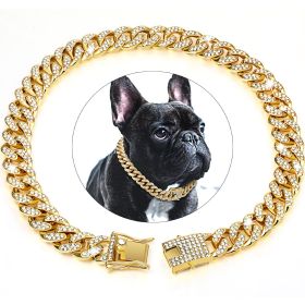 Crystal Artificial Diamondoid Dog Collar (Color: Golden, size: M)