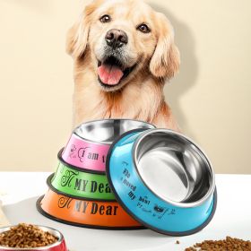 Stainless Steel Anti-Skid Dog Bowl (colour: 16cm, size: Blue cartoon)