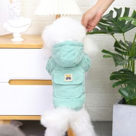 Winter plush corduroy dog coat (colour: Starter Edition - Green, size: M)