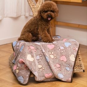 Soft Heart Claw Print Pet Blanket (Color: Brown - Polyester, size: S)