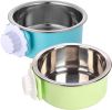 Set of 2 Crate Dog Bowl; Removable Stainless Steel Hanging Pet Cage Bowl Food & Water Feeder