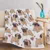 Pug Dog Animal Flannel Blanket Kids Cute Puppy Theme Fuzzy Warm and Cozy Throws for Boys Girls Pet Fleece Blankets