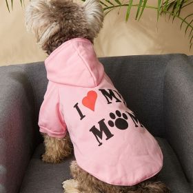 I Love My Mom Dog Hoodie (Color: Pink, size: L)