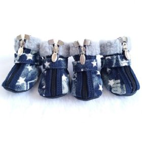Anti Slip Paw Protector with Zipper Star Design (Color: White, size: XS)