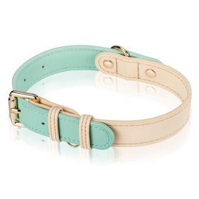 Leather Dog Collar pink and blue (Option: S)