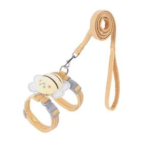 Adjustable Harness with Decoration and Leash (Option: Yellow-S)